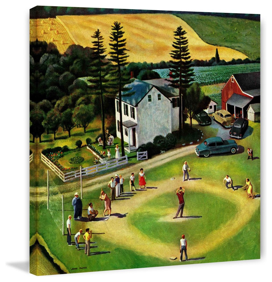 "Family Baseball" Painting Print on Canvas by John Falter