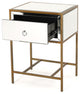 GDF Studio Essa Mirrored Gold Single Drawer Side Table
