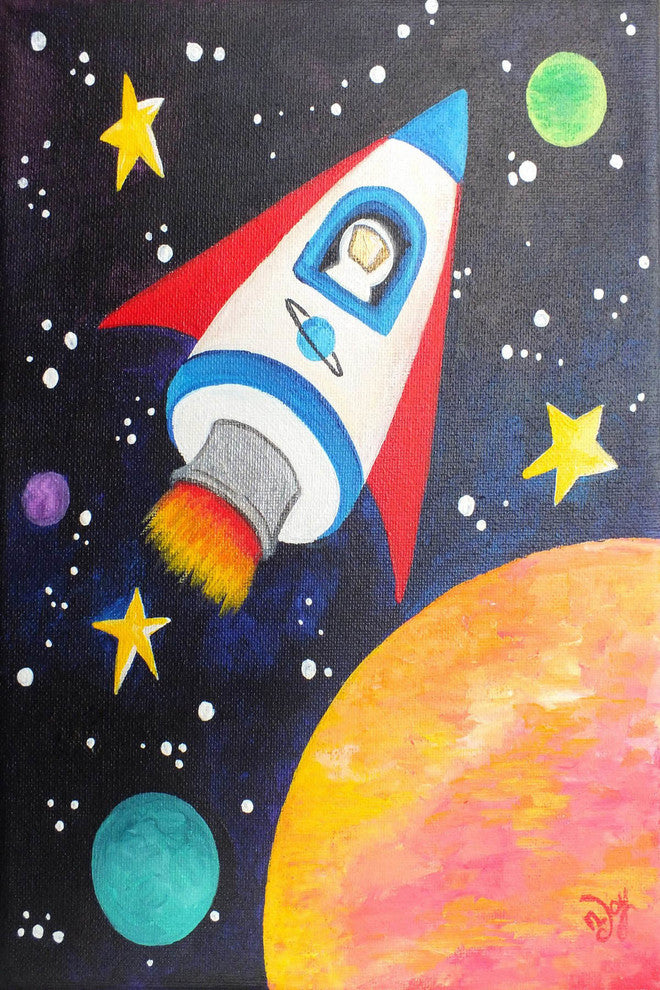 Marmont Hill, "Rocket Ship" by Nicola Joyner Painting on Wrapped Canvas, 12x18