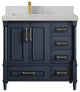 Aberdeen 36 Left Offset Bath Vanity in Hale Navy Blue  2" Carrara Quartz