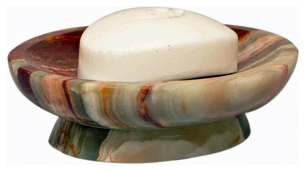 Vinca Collection Oval Soap Dish, Green and Brown and Burgandy