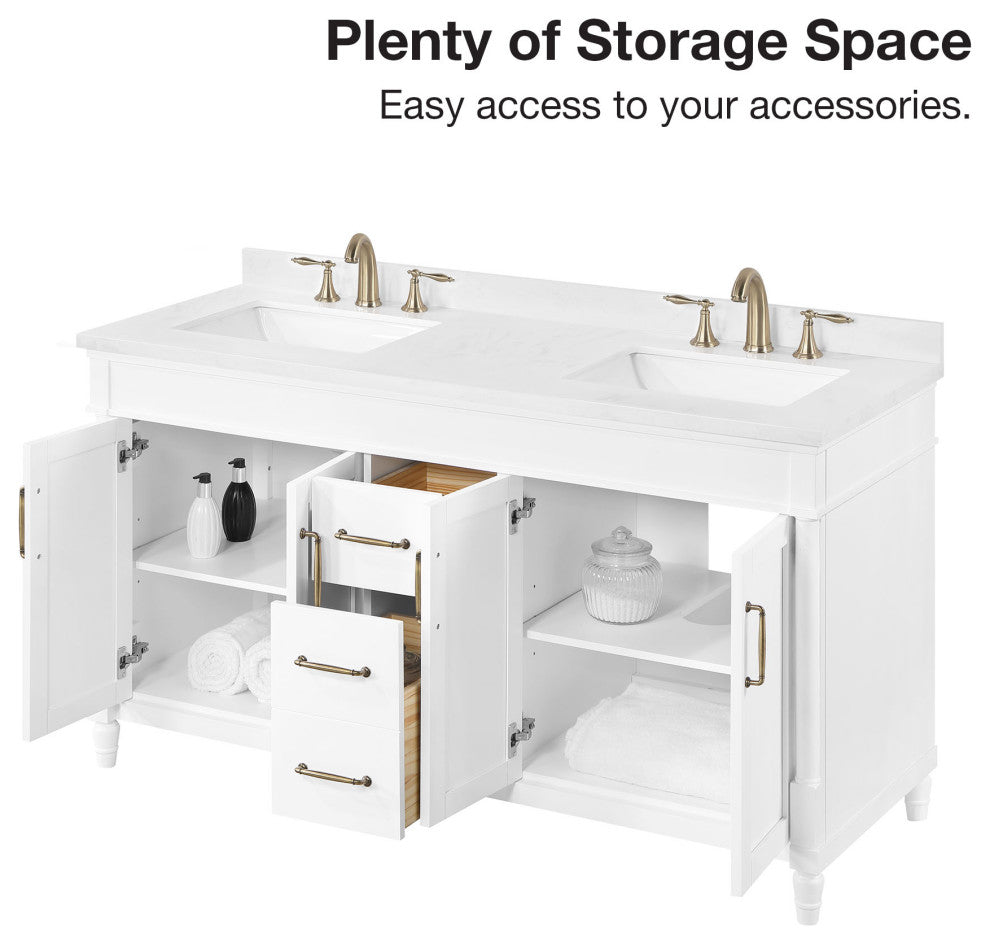 OVE Decors Salisbury Bathroom Vanity, White, 60 in