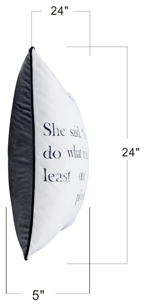 Dann Foley Double Sided Pillow Hepburn Quote Gray Velvet 24" X 24"