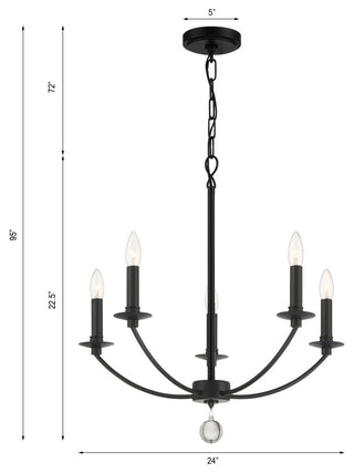 Crystorama Lighting Group MIL-8005 Mila 5 Light 23"W Taper Candle - Black