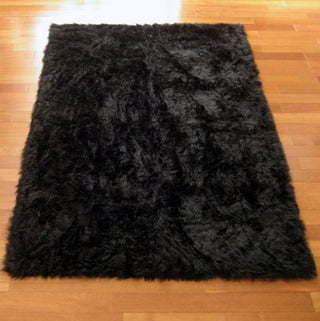 Classic Black Bear Faux Fur Rectangle Rug, 56"x79"