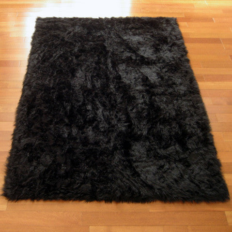 Classic Black Bear Faux Fur Rectangle Rug, 56"x79"