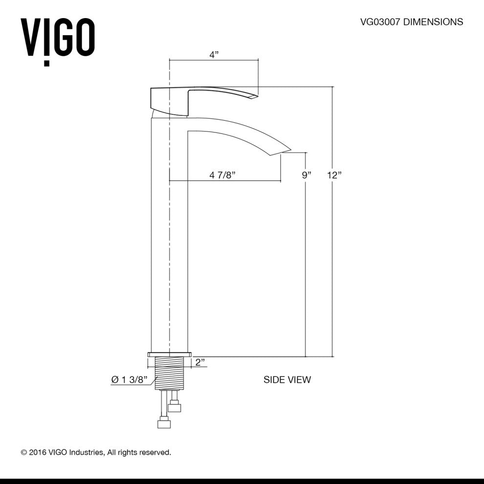 VIGO Duris 12" H Single Handle Single Hole Bathroom Vessel Faucet, Chrome