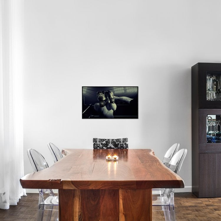 "In The Glare Of The Lights" Framed Canvas Giclee by Adrian Vrican, 31x18"