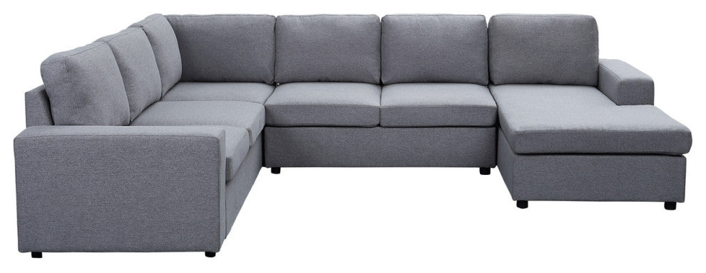 Warren Light Gray Linen 6 Seat Reversible Modular Sectional Sofa Chaise