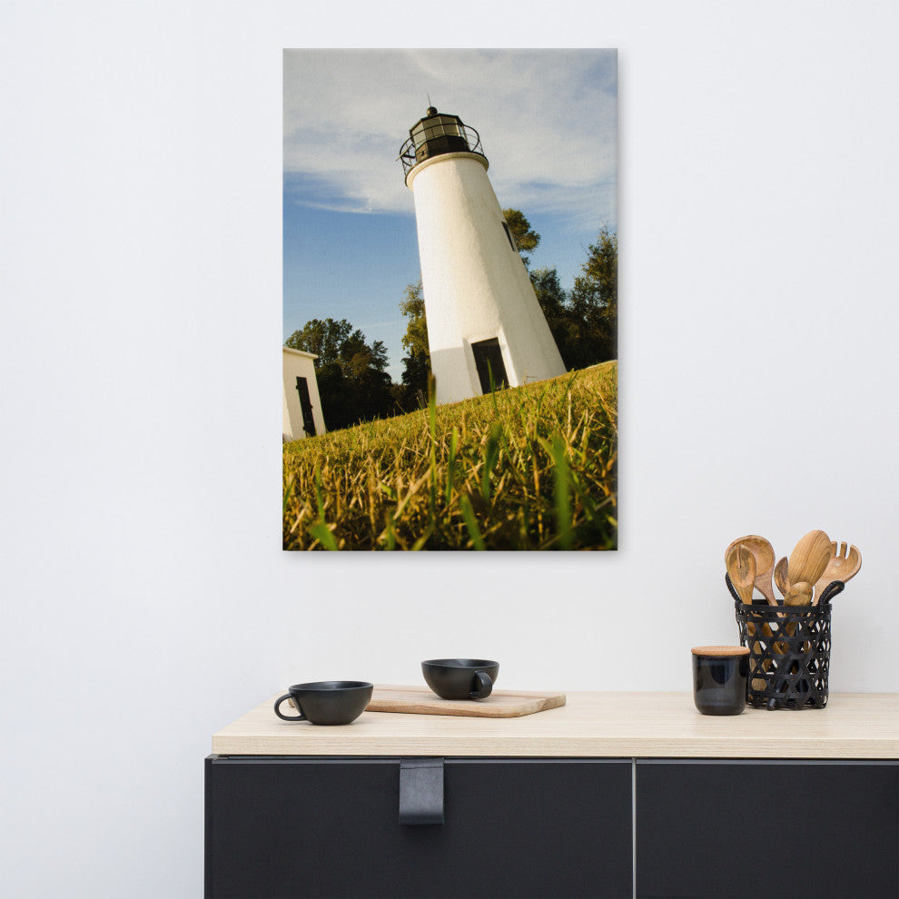 Turkey Point Lighthouse Coastal Landscape Photography Canvas Wall Art, 24" X 36"