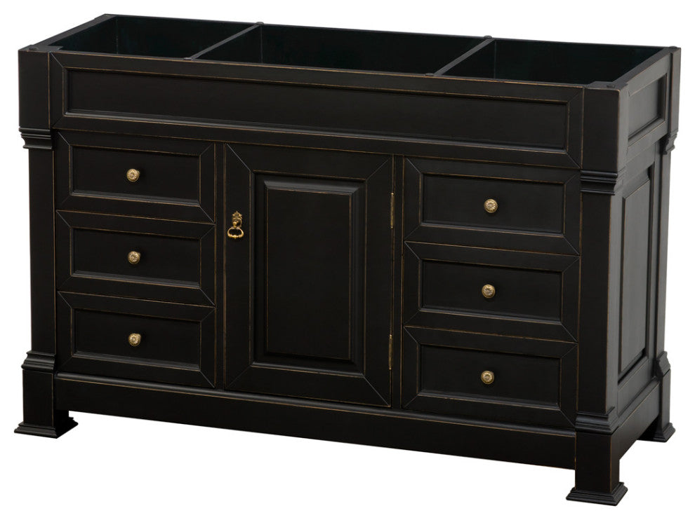 55 Inch Single Bathroom Vanity in Black