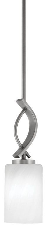 Cavella 1-Light Stem Hung Mini Pendant, Graphite, 4" White Marble Glass