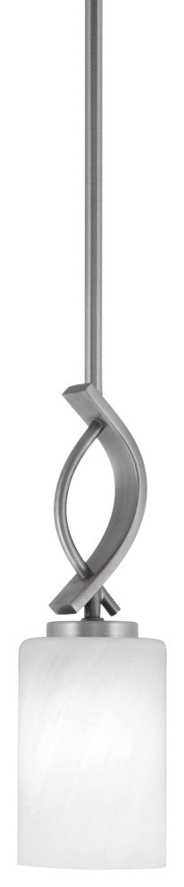 Cavella 1-Light Stem Hung Mini Pendant, Graphite, 4" White Marble Glass