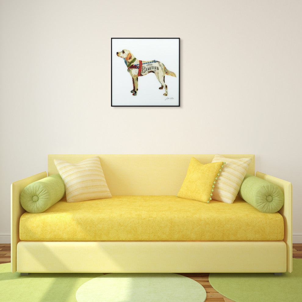 "Yellow Lab" Printed Wall Art Framed With Black Anodized Aluminum