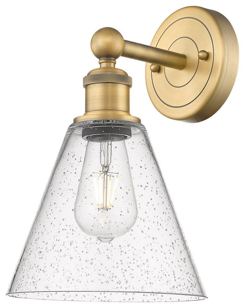 Berkshire 1-Light 8" Sconce, Brushed Brass Finish, Seedy Shade