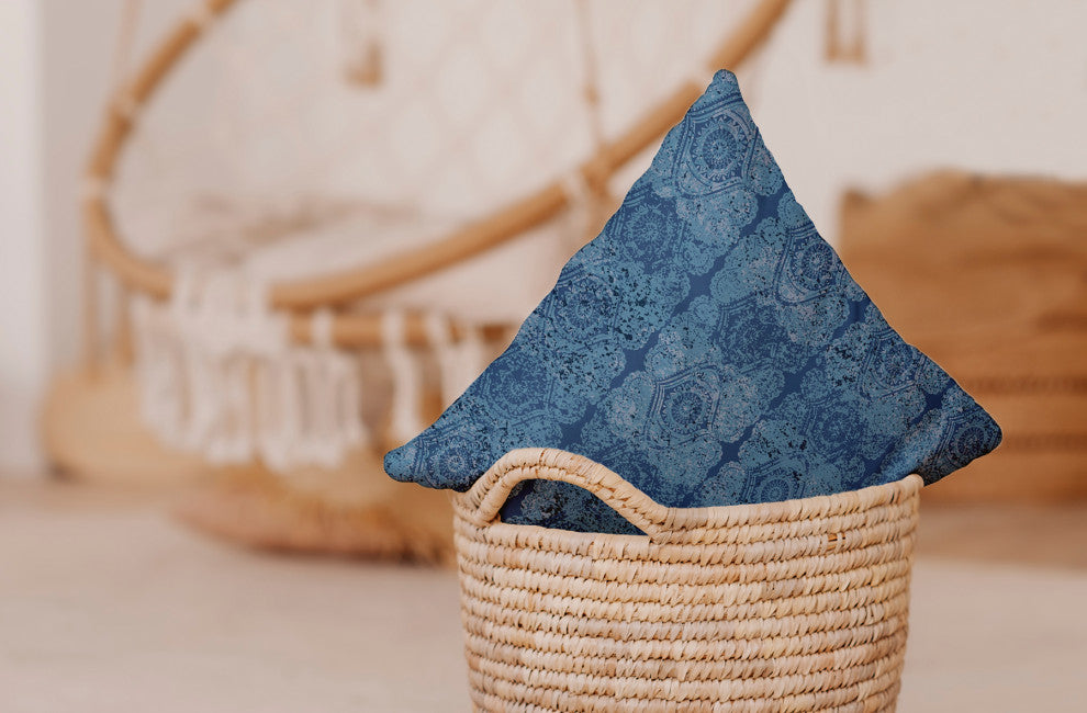 Patina Geometric Print Pillow, Blue, 16" X 16"