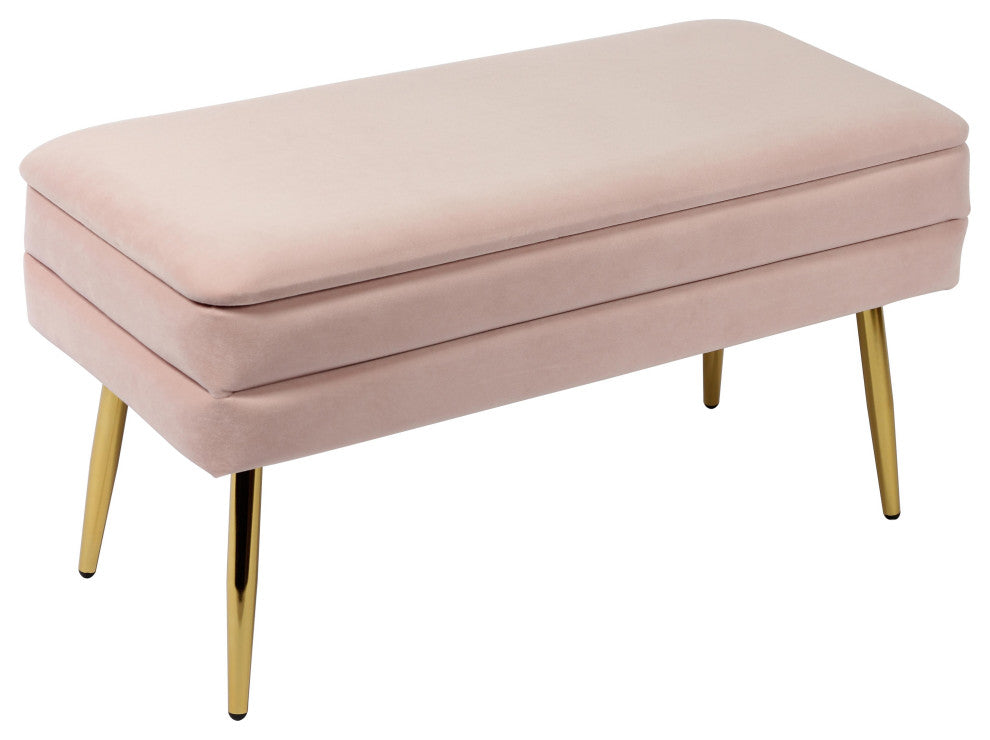 Ziva Velvet Storage Bench, Blush