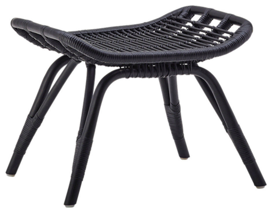 Monet Indoor Rattan Footstool, Matte Black