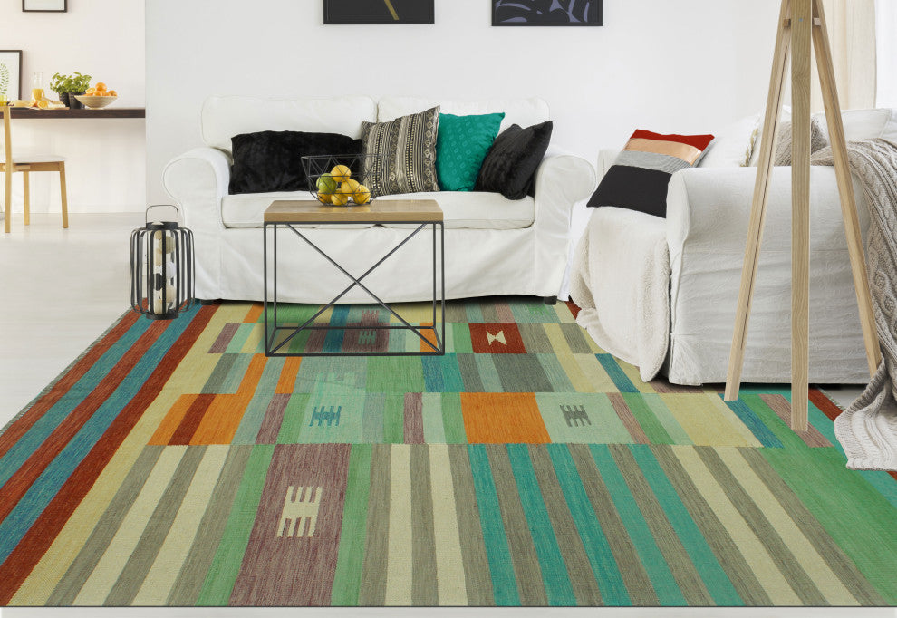 Winchester Kilim Myani Gray/Blue Rug, 6'8x9'9