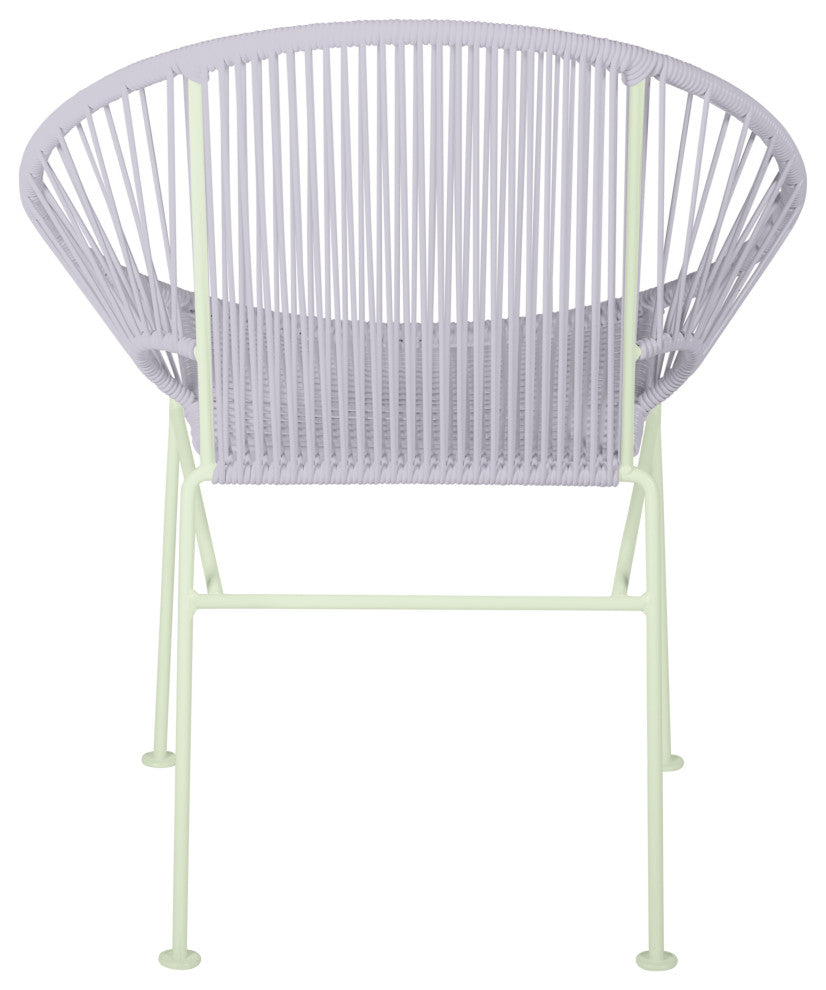 Concha Indoor/Outdoor Handmade Dining Chair, Clear Weave, Chrome Frame