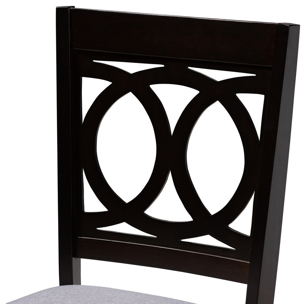 Quinn Gray Fabric Espresso Brown Finish Dining Chairs, Set of 4