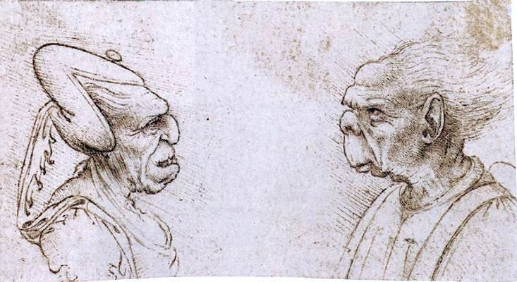 Francesco Melzi Two Grotesque Heads Wall Decal