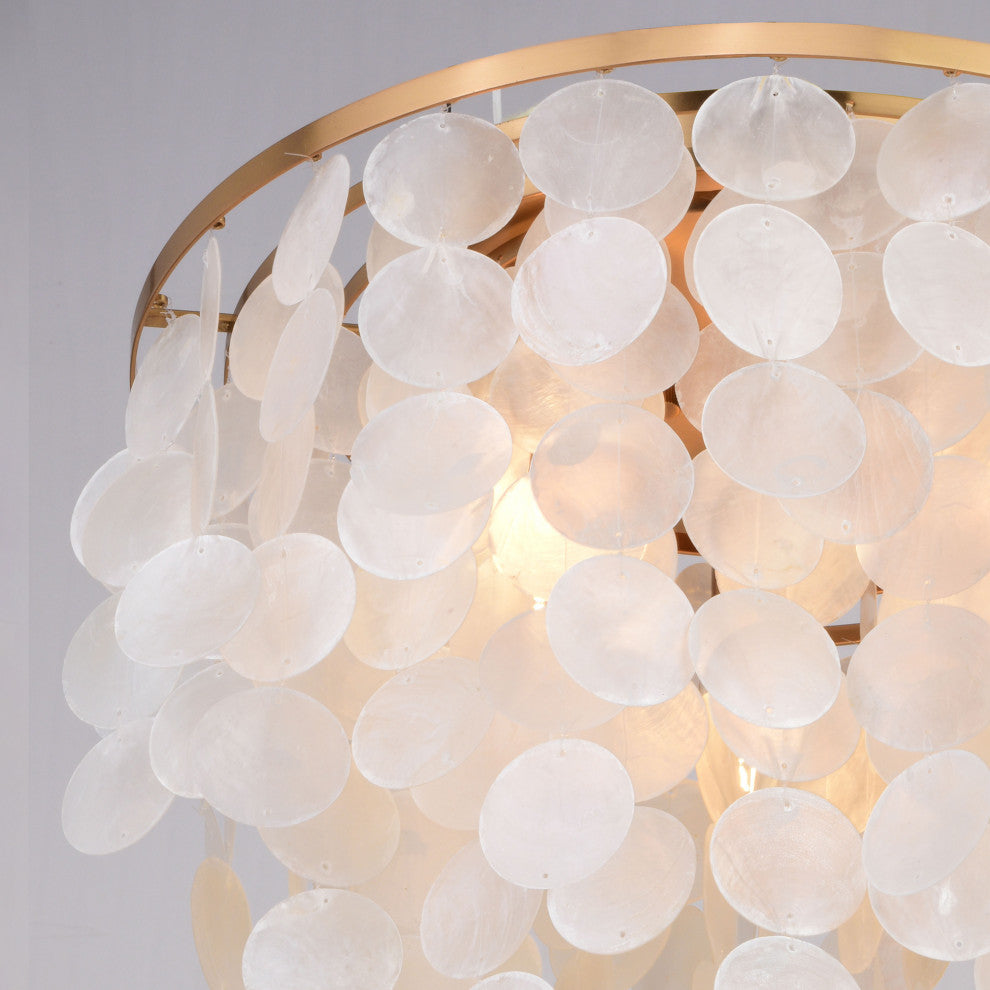 Elsa Capiz Shell 16" 3 Light Flush Mount Natural Brass