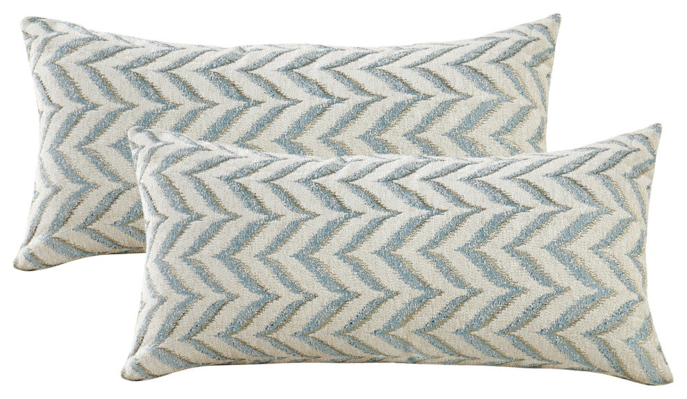 Jacquard Chenille Pillow Covers, 2-Piece Set, Light Blue, 14"x26"
