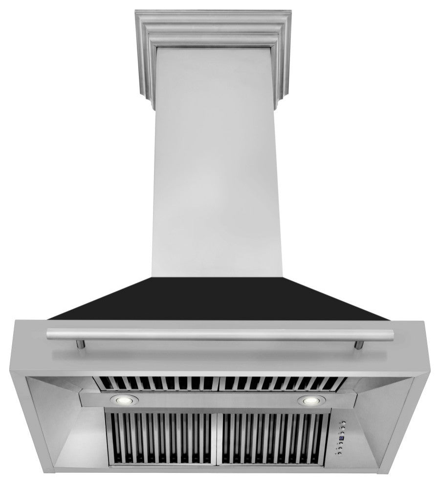 ZLINE 36" Wall Mount Hood Stainless With Black Matte Shell 8654STX-BLM-36
