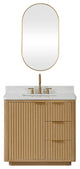 Vinnova Cadiz Bath Vanity, Composite Stone Top, Washed Ash Grey, 36", With Mirror