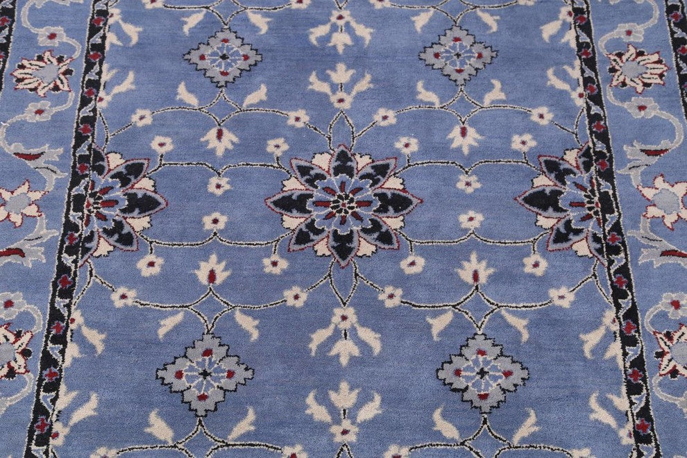 Oushak Hand Tufted Medallion Oriental Bordered Area Rug, Blue, 8x10'