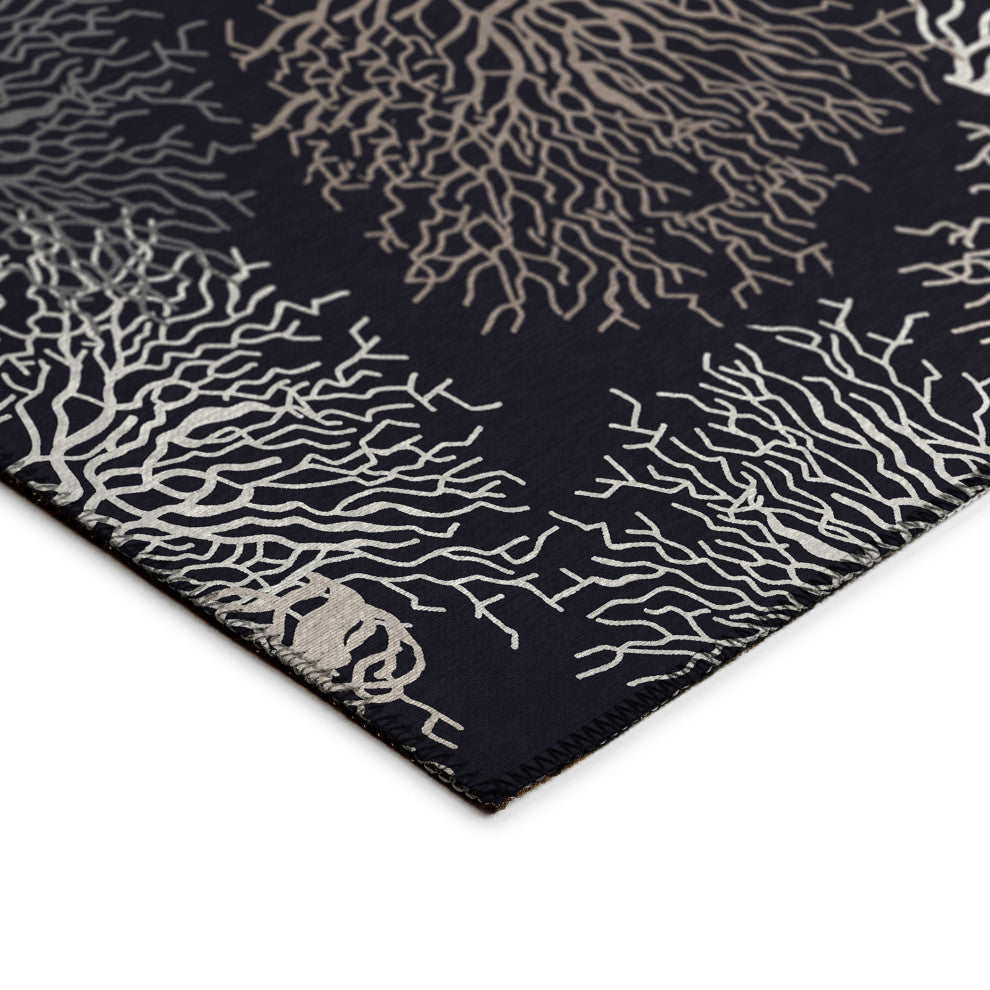 Indoor/Outdoor Seabreeze SZ3 Black Machine Washable 8' x 8' Round Rug