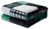 Tache Forest Green Super Soft Cozy Fleece Tartan Patchwork Throw Blanket, Full/Q