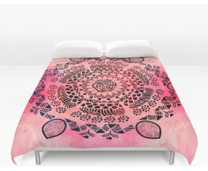 Coral Mandala Duvet Cover, King