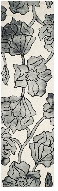 Safavieh Dip Dye Ddy683C Floral Rug, Ivory/Light Grey, 2'3" X 8'0"