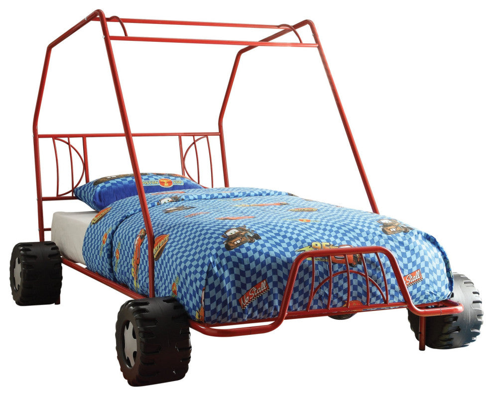 84"x56"x51" Twin Red Go Kart Metal Tube Bed