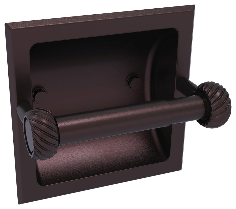 Continental Recessed Toilet Tissue Holder With Twist Accents, Antique Bronze
