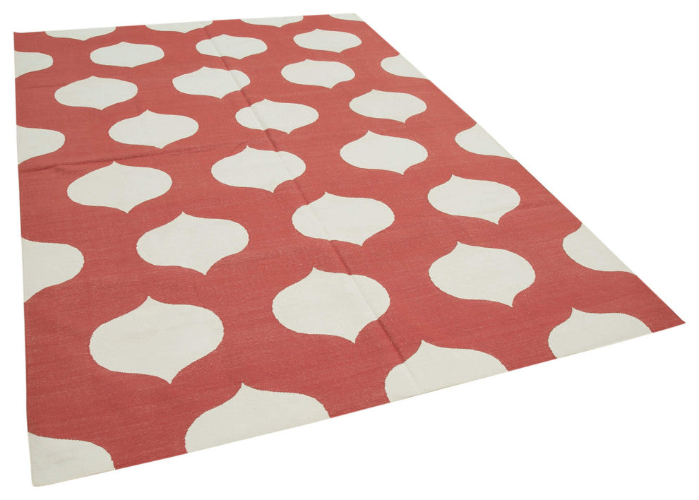 Rug N Carpet - Handmade Wool 6' 1'' x 8' 10'' Flatweave Dhurrie Kilim Rug