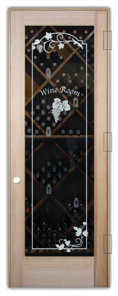 Wine Door - Grape Cluster Grape Ivy with Text - Douglas Fir (stain grade) -...