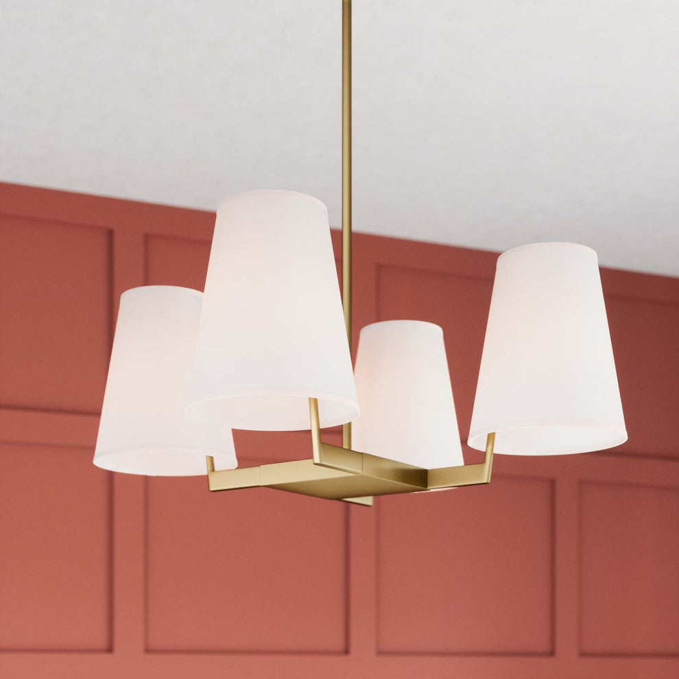 Mercer 4-Light Pendant Light, White Satin Brass