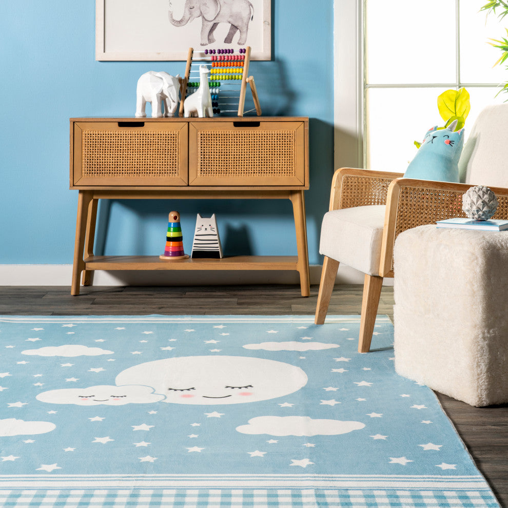 Nuloom Peaceful Night Washable Kids Rug, Blue 3' x 5'