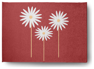 Floral Print Spring Chenille Rug, Ligonberry Red, 5'x7'