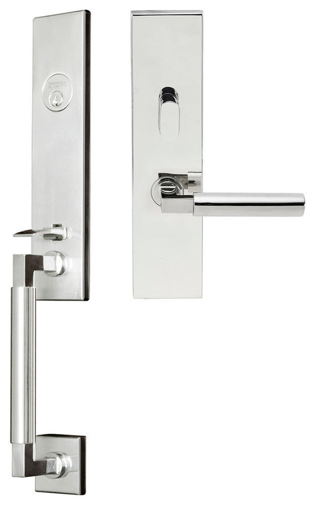Aurora Lever, Mortise Entry Handleset, Right Hand, Polished Stainless Steel