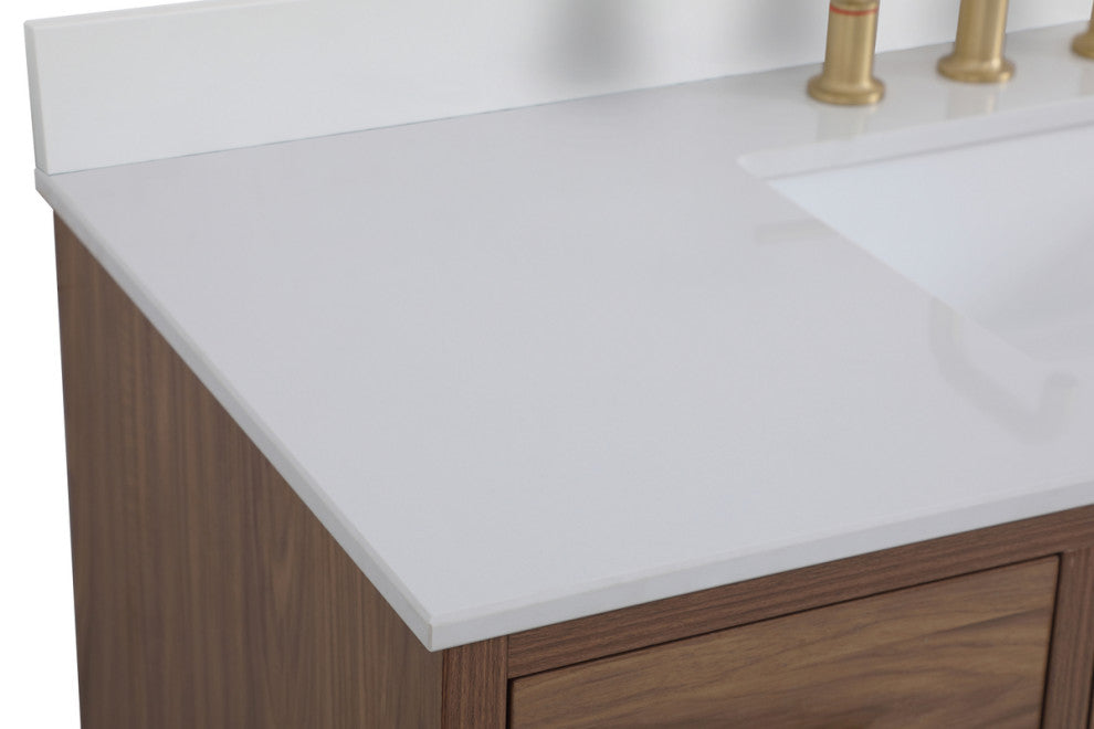 Bella 48" Bathroom Vanity, Walnut Brown With Backsplash