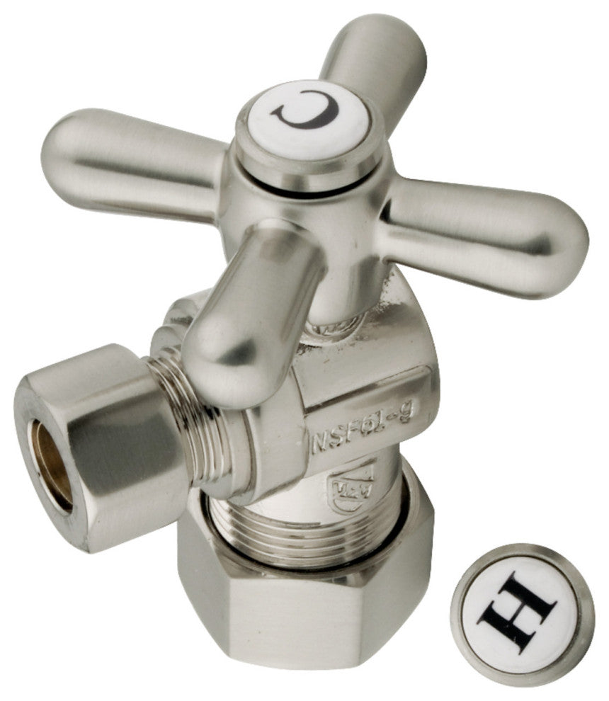 Kingston Brass 5/8" X 3/8" OD Comp Angle Stop w/Handle, Brushed Nickel