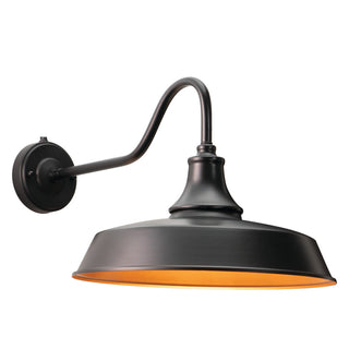 Dorado 1 Light Barn Outdoor Wall Lantern, Dark Bronze/Light Gold, 15"x12"x23"