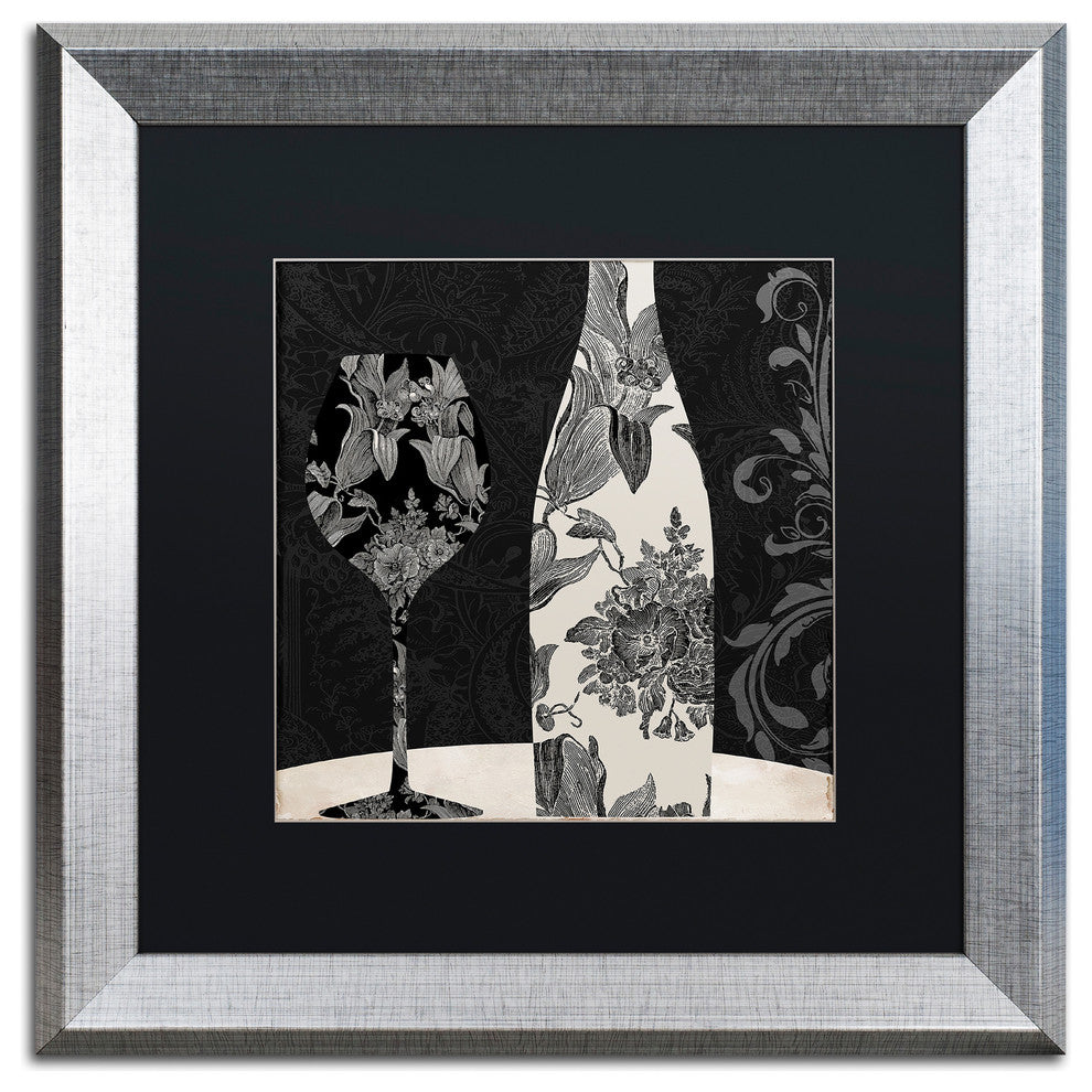 Color Bakery 'Vin Elegant I' Art, Silver Frame, Black Matte, 16"x16"