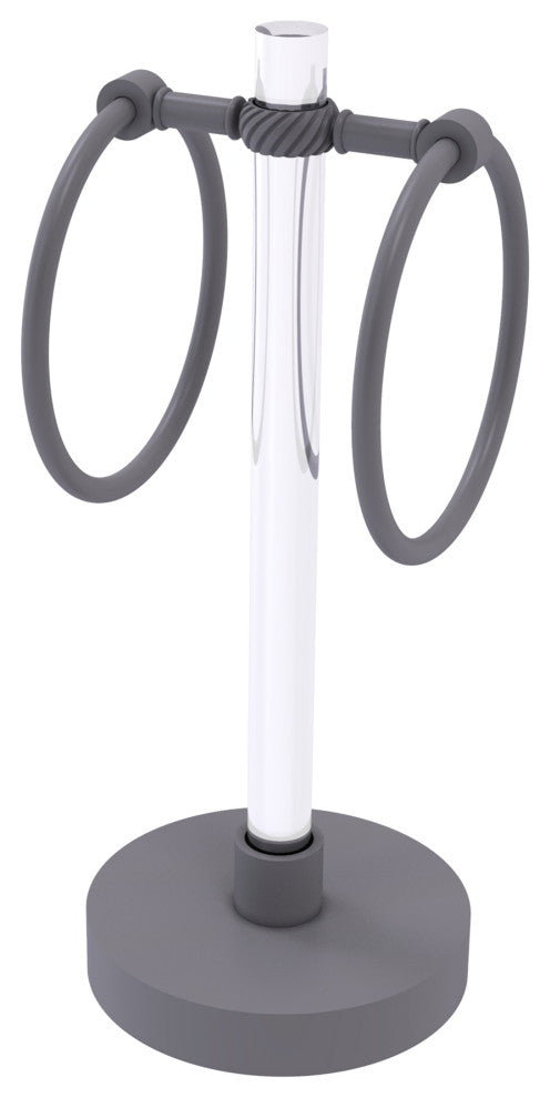 Clearview Vanity Guest Towel Ring with Twisted Accents, Matte Gray