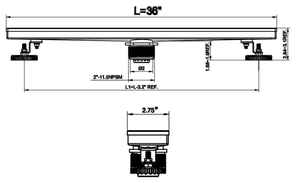 HEATGENE Linear Shower Drain Stainless Steel Rectangle, Brush, 36"