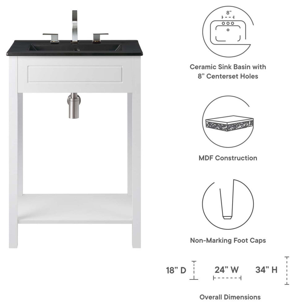 Altura 24" Bathroom Vanity, White Black